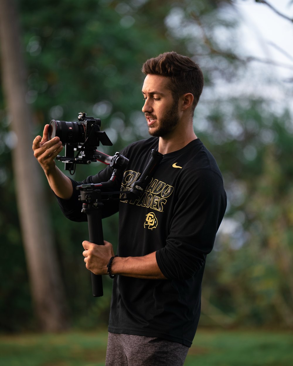 Dylan John Dickerson filming with a gimbal