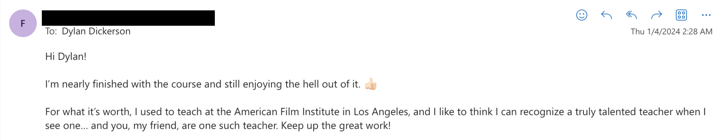 Student testimonial