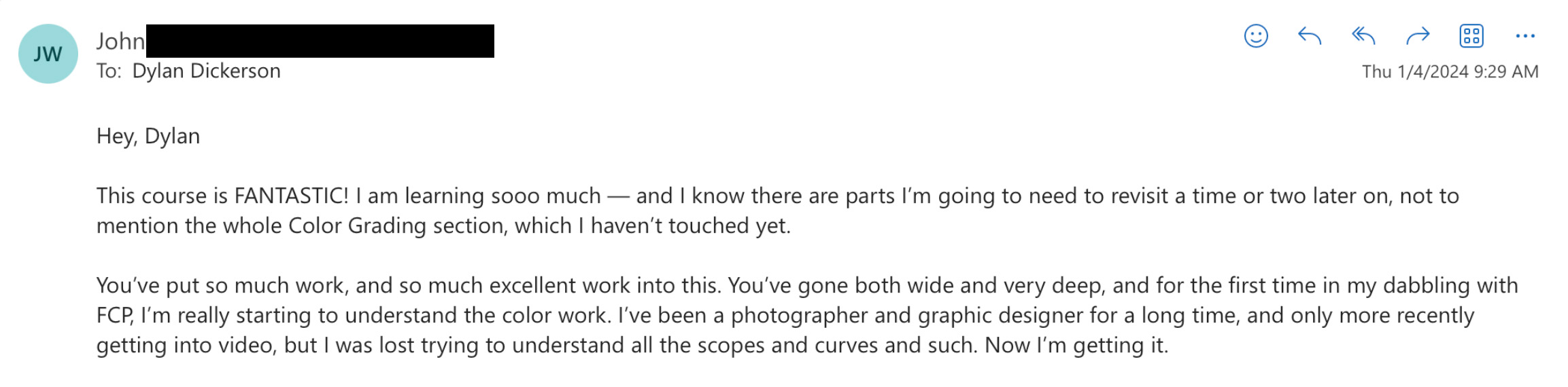 Student testimonial