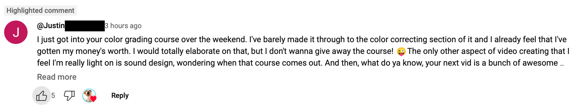 Student testimonial