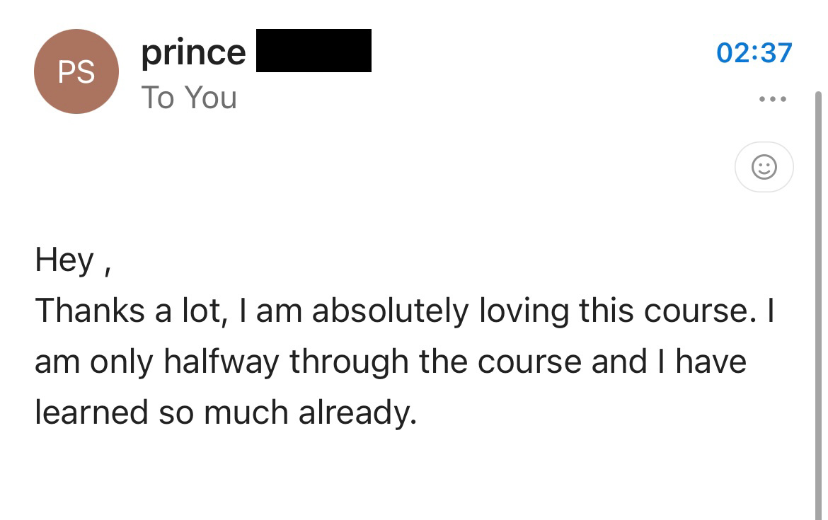 Student testimonial