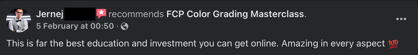 Student testimonial