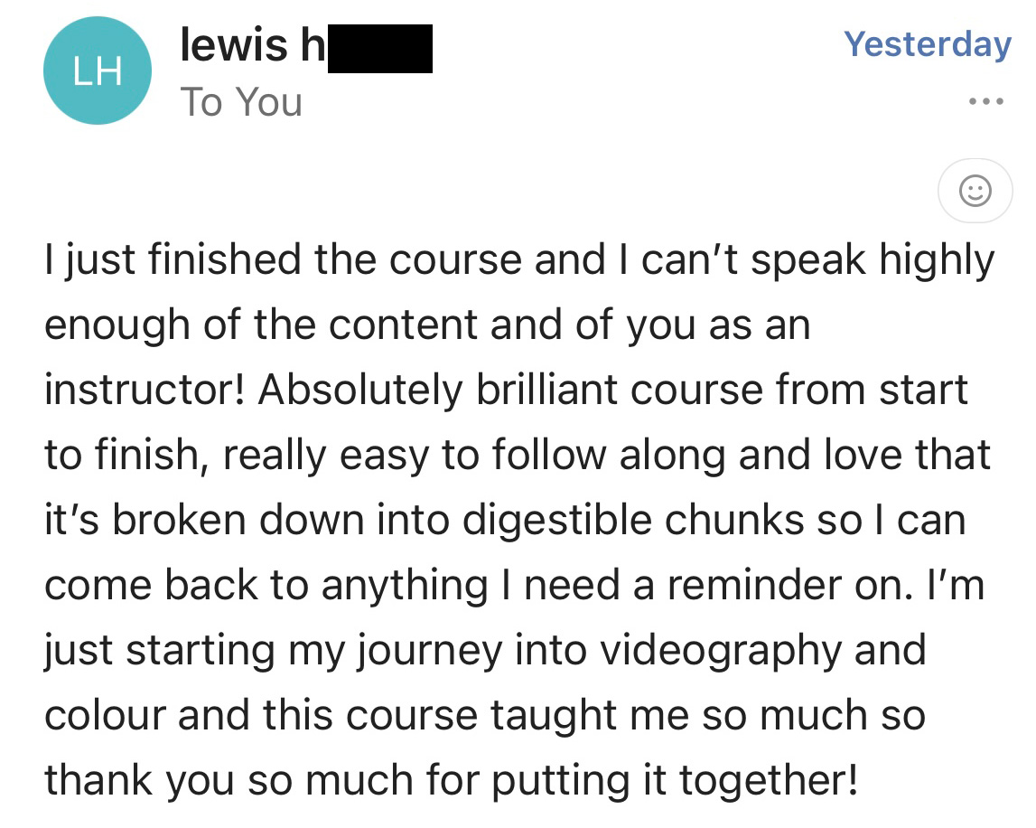 Student testimonial