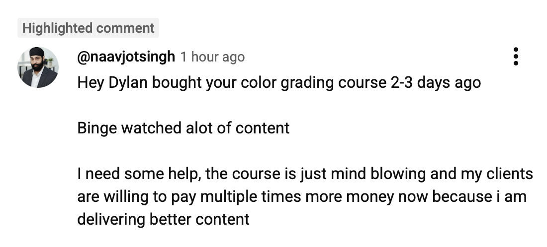 Student testimonial