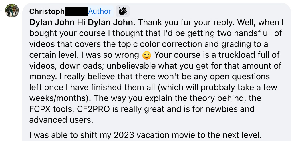 Student testimonial