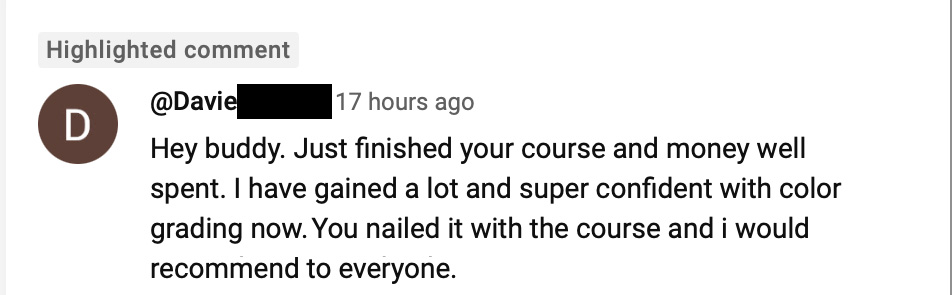 Student testimonial