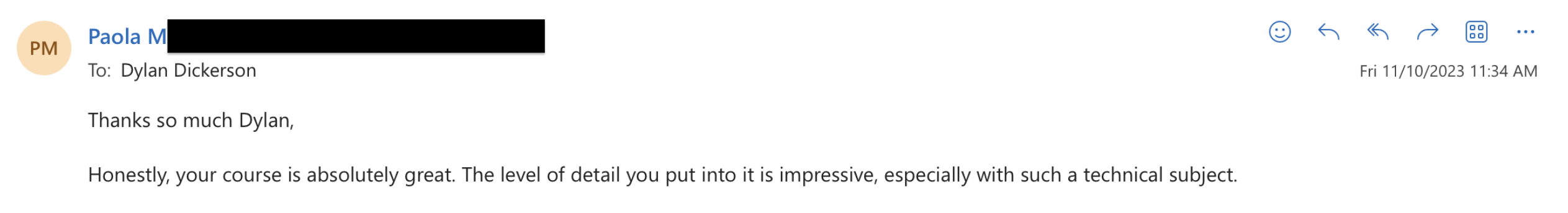 Student testimonial