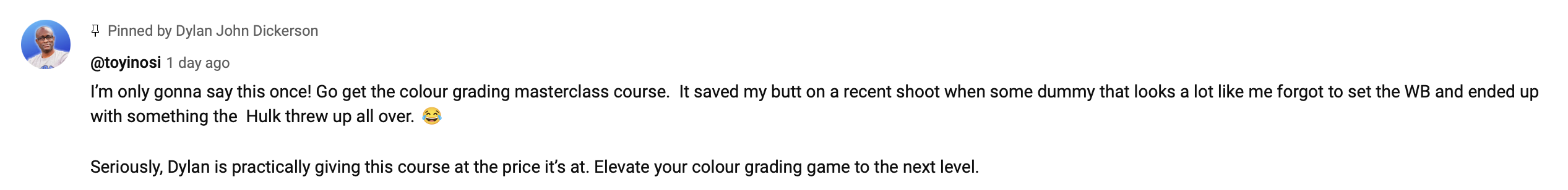 Student testimonial