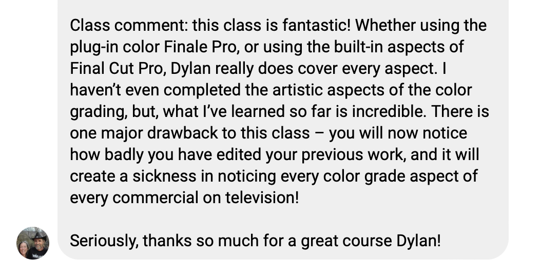 Student testimonial