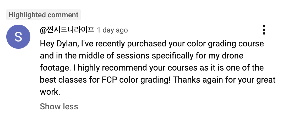 Student testimonial