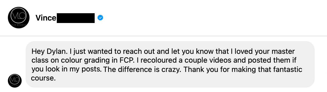 Student testimonial