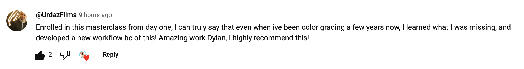 Student testimonial