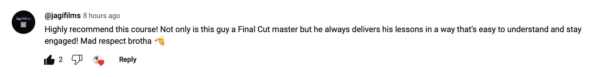Student testimonial